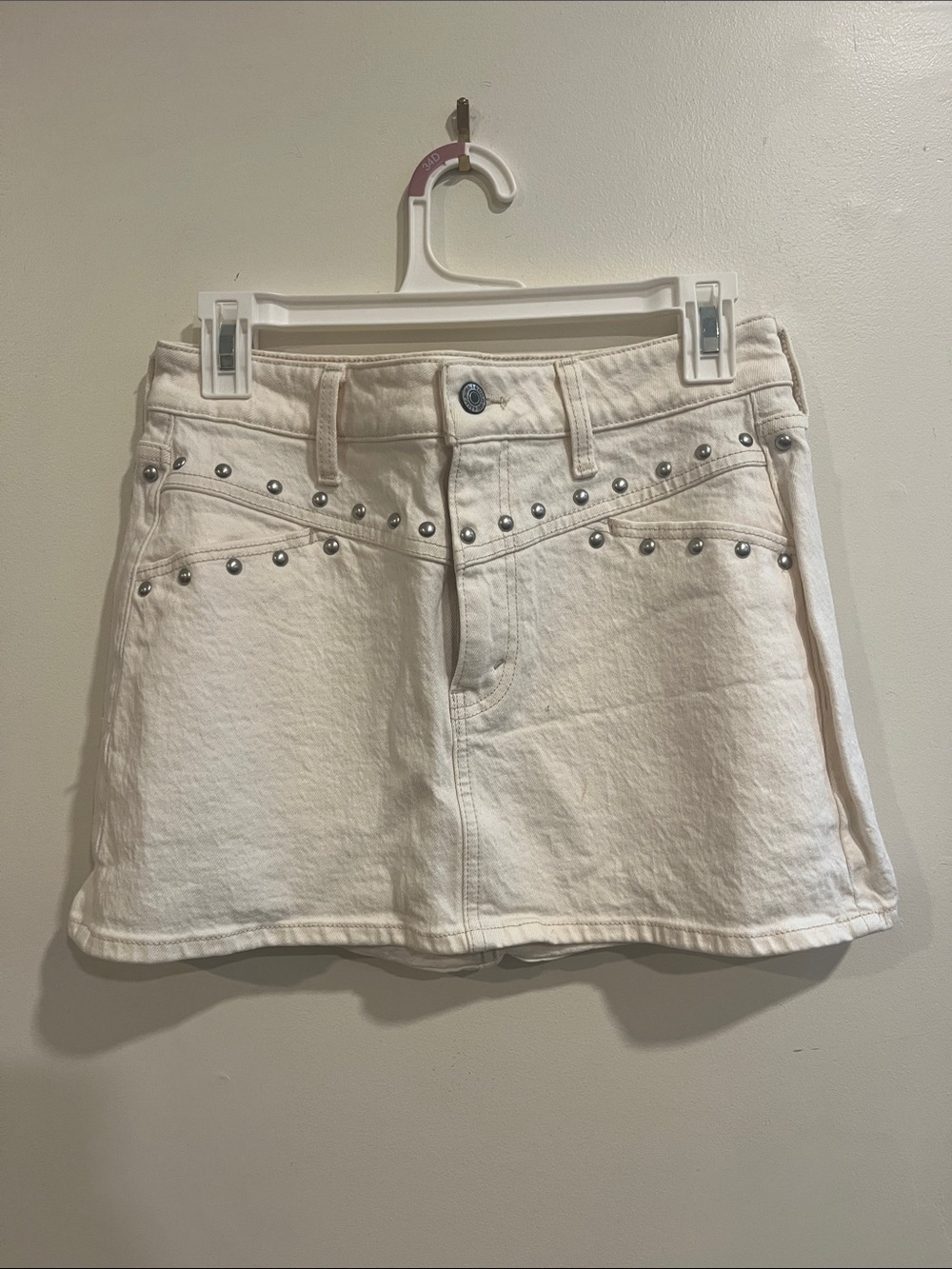 Abercrombie & Fitch White Studded Denim Mini Skirt